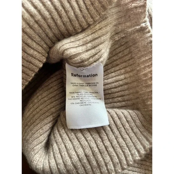 Reformation Aries Cashmere Sweater Women Size Small Oatmeal Cropped Tie Back L/S - Picture 5 of 10